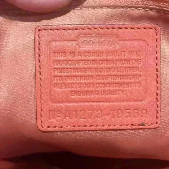 PENDING Coach Audrey OP ART Coral Peach Patent Leather Tote Shoulder Handbag - Picture 3 of 16